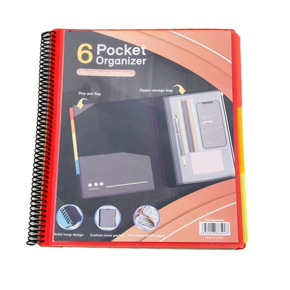Cosmug Premium 6/12 Pocket Poly Project Organizer Folder | Round Tab Multi-Pocket Letter Size Utility Organizer with Back Cover | Professional Document & Craft Management Solution, B
