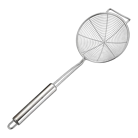Cosmug Stainless Steel Strainer Spoon for Kitchen Cooking Frying - Slotted Skimmer Spoon for Pasta Vegetables French Fries - Oil Drainer Filter Ladle with Long Handle - Restaurant Kitchen Tool