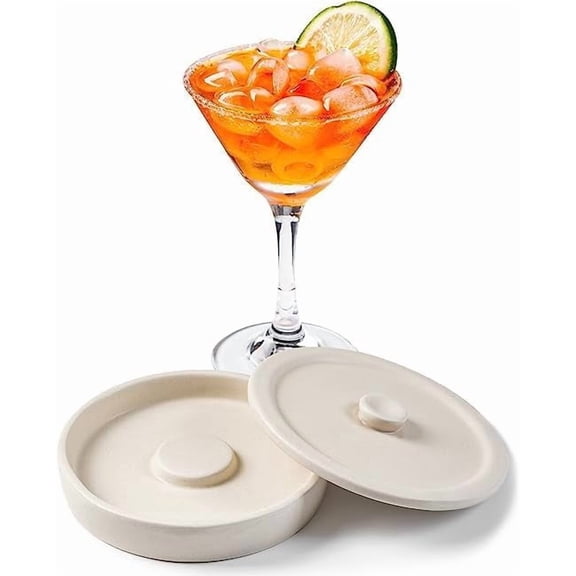 Cosnou Ceramic Margarita Salt Rimmer with Lid Set of 2 Home Bar Accessories for Seasoning - Rimmers for Drinks - Bartender Kit Tools - Bar Decor ，Sugar Salt Rimmer Plate （Hand Make）