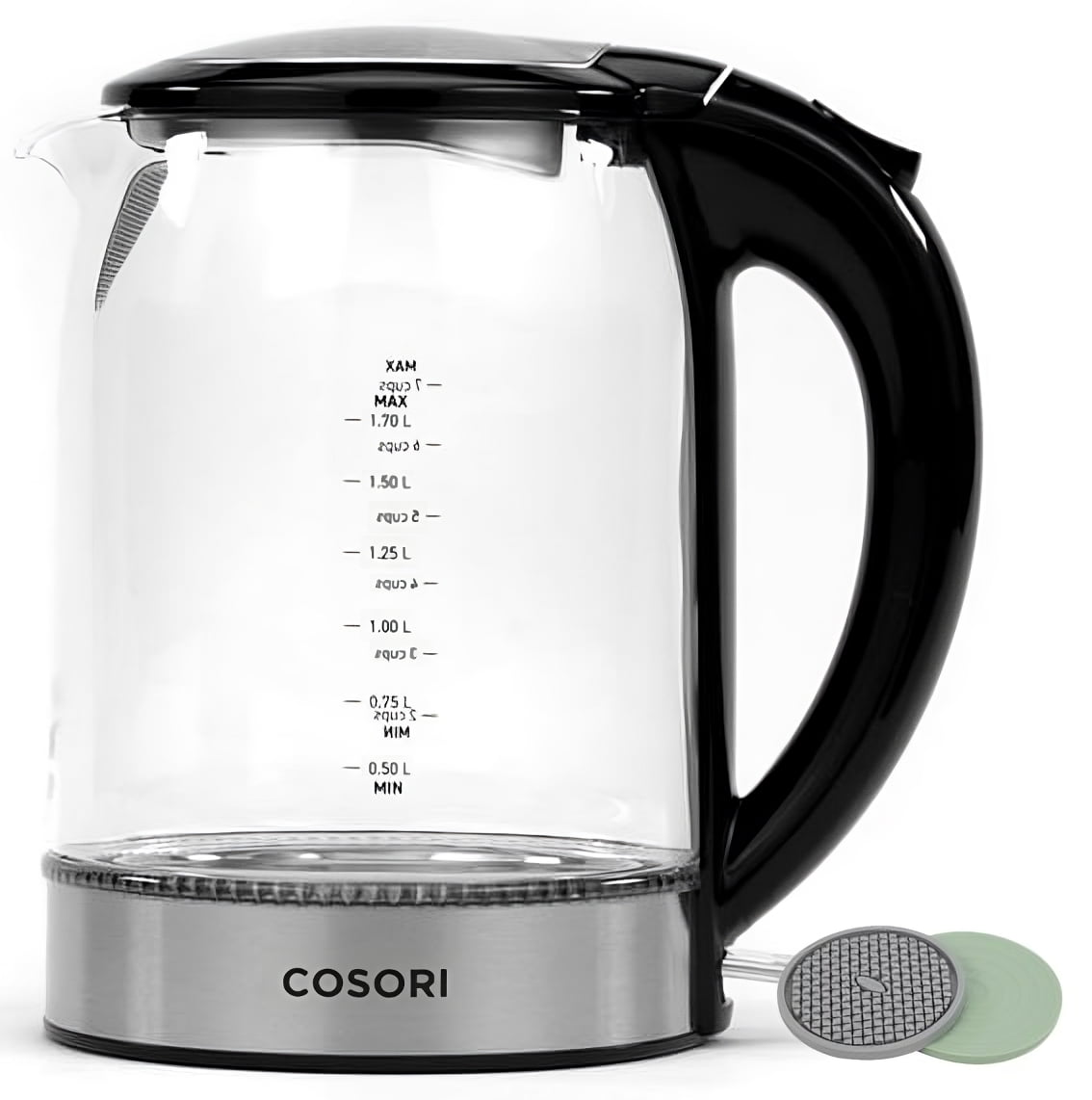 Basics Electric Glass and Steel Kettle - 1.7-Liter