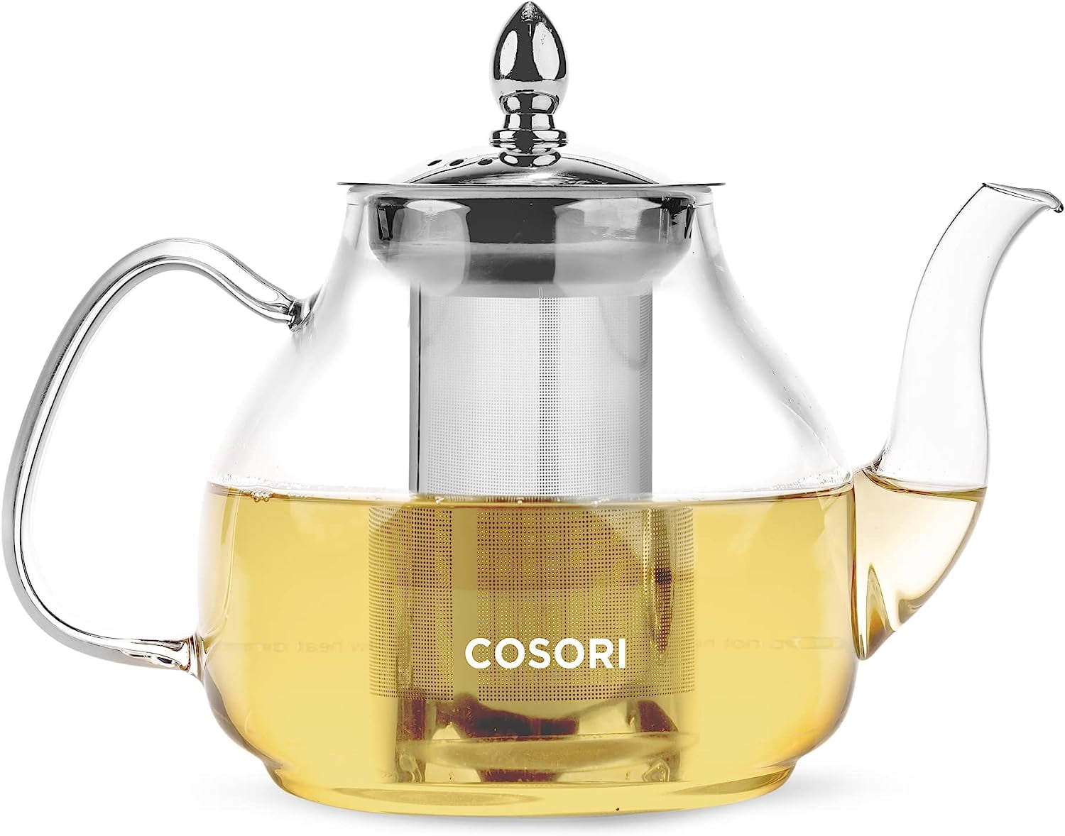 Cosori Glass Teapot Stovetop Safe Gooseneck Kettle with Removable Stainless  Steel Infuser Scale Line, Borosilicate, 1000 ml, Transparent 