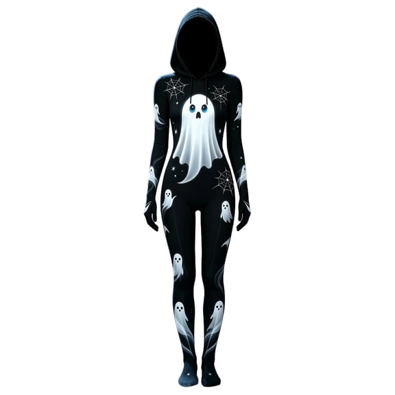 Cosplay Bodysuit, Party Jumpsuit, Halloween Ghost Onesie Adult Bodysuit Costume Full Body Jumpsuit Cosplay Bodysuit Party Jumpsuit for Cosplay Party Carnival Halloween Dress Up and Photos
