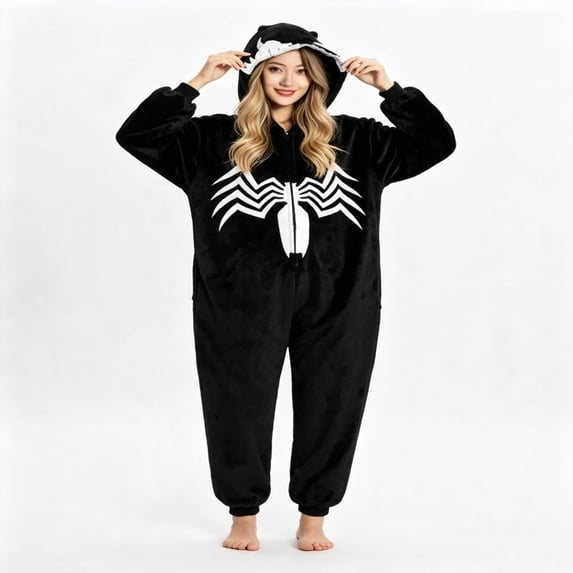 Cosplay Costume Halloween Hooded Onesie Pajamas Superhero Spider Sleepwear for Daily Loungewear Party 140