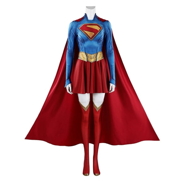 Cosplay Costume Super Heroine Dress with Cape and Belt for Halloween Party Comic Con Role Play Show Dress Up Suit, Multicolor