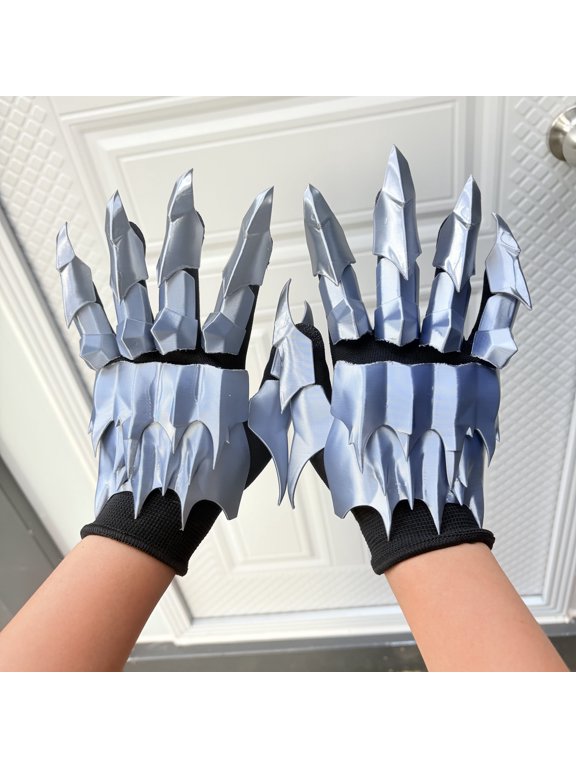 Cosplay Gloves, Medieval Armor Finger Claw Gauntlets for Halloween Costume, LARP, Gothic Warrior Costume Accessories for Adults