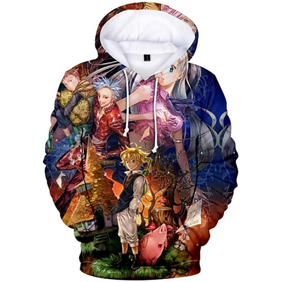 Cosplay Life 7 Deadly Sins 3D Printed Unisex Pullover Hoodie Nanatsu no Taizai Kangaroo Pocket Japanese Anime Manga Cosplay (3, XL)