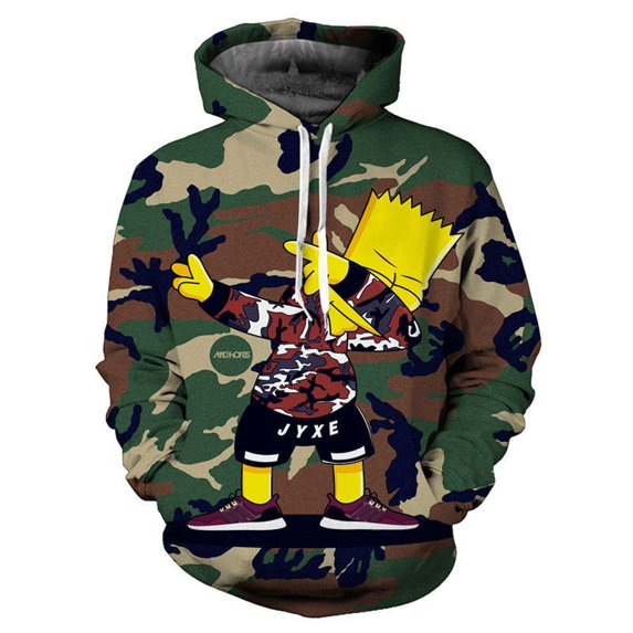 Cosplay Life Bart Simpson Dab - The Simpsons 3D Printed Drawstring Hoodie (L)