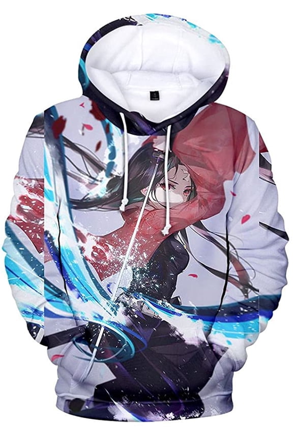 Demon Slayer Anime Pullover Hoodie - Halloween Unisex Adult Manga Character Merch Sweater With Kangaroo Pockets (14, 2XL)