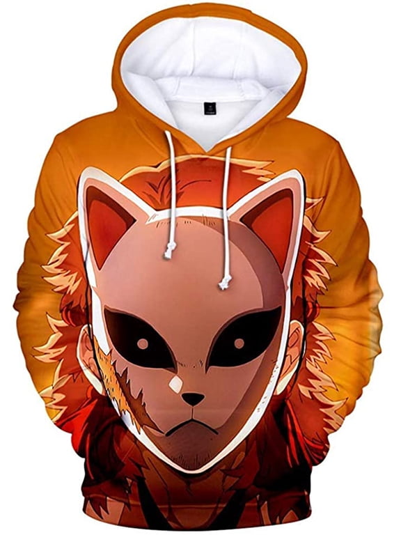 Demon Slayer Anime Pullover Hoodie - Halloween Unisex Adult Manga Character Merch Sweater With Kangaroo Pockets (2, 2XL)