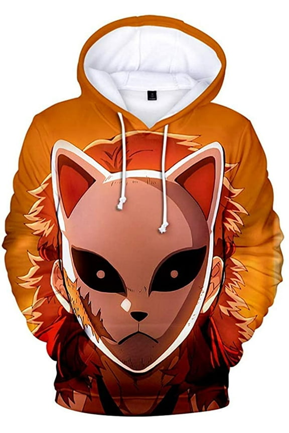 Demon Slayer Anime Pullover Hoodie - Halloween Unisex Adult Manga Character Merch Sweater With Kangaroo Pockets (2, 3XL)