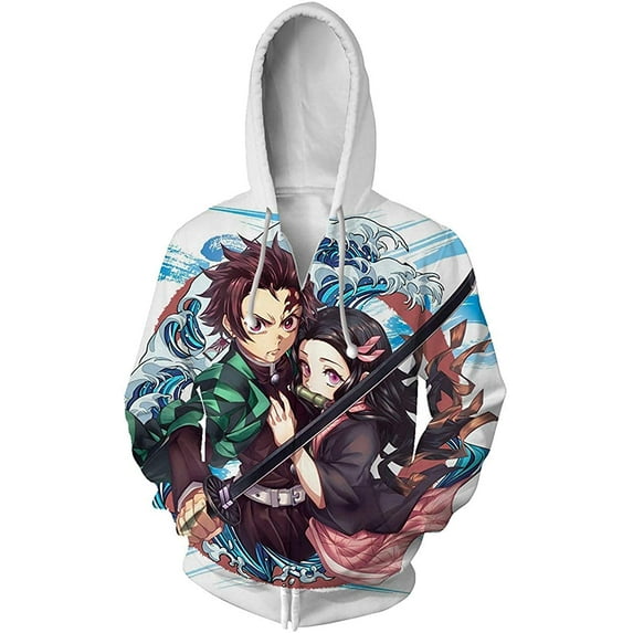 Cosplay Life Demon Slayer Anime Pullover Hoodie - Halloween Unisex Adult Manga Character Merch Sweater With Kangaroo Pockets (5, XL)