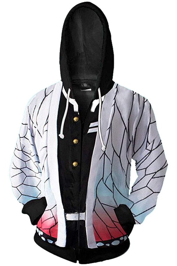 Demon Slayer Anime Pullover Hoodie - Halloween Unisex Adult Manga Character Merch Sweater With Kangaroo Pockets (Shinobu, 2XL)