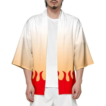 Cosplay Life Demon Slayer Kimono – Premium Demon Slayer Kimetsu No Yaiba Robe for Men and Women – Durable Cosplay Kimono (Rengoku, XL)
