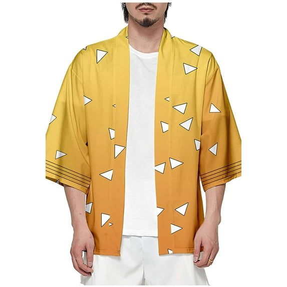 Cosplay Life Demon Slayer Kimono – Premium Demon Slayer Kimetsu No Yaiba Robe for Men and Women – Durable Cosplay Kimono (Zenitsu, 2XL)