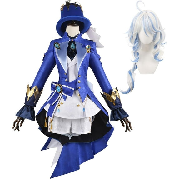 Cosplay Life Genshin Impact Focalors Complete Anime RPG Costume Set with Wig for Cosplay (Focalors, L)