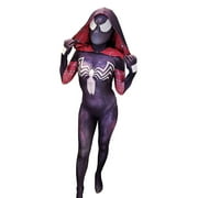 Cosplay Life Gwen Stacy Gwenom Cosplay Costume Lycra Fabric Bodysuit With Mask and Lenses (Lense, XL)