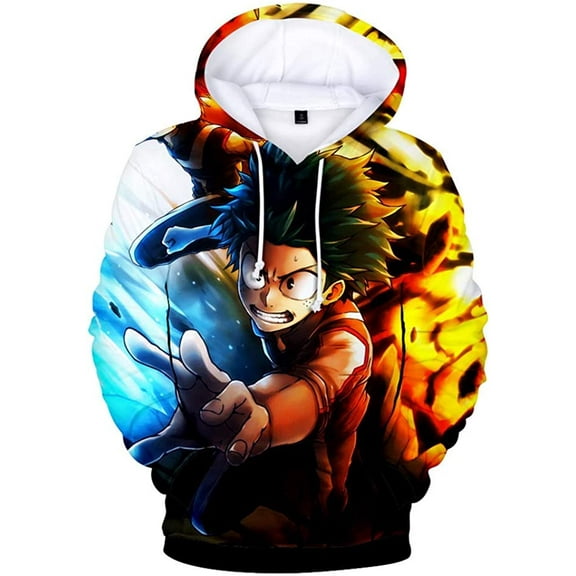 Cosplay Life My Hero Academia Cosplay Hoodie Boku No Hero Anime Drawstring Pullover Sweater Kangaroo Pockets For Unisex Adult (1, 3XL)