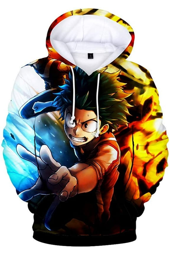 My Hero Academia Cosplay Hoodie Boku No Hero Anime Drawstring Pullover Sweater Kangaroo Pockets For Unisex Adult (1, 3XL)