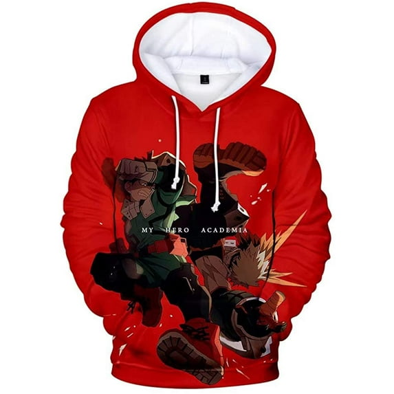 Cosplay Life My Hero Academia Cosplay Hoodie Boku No Hero Anime Drawstring Pullover Sweater Kangaroo Pockets For Unisex Adult (H, 2XL)