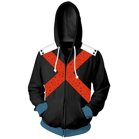 Cosplay Life My Hero Academia Cosplay Hoodie Boku No Hero Anime Drawstring Pullover Sweater Kangaroo Pockets For Unisex Adult (RED, XL)