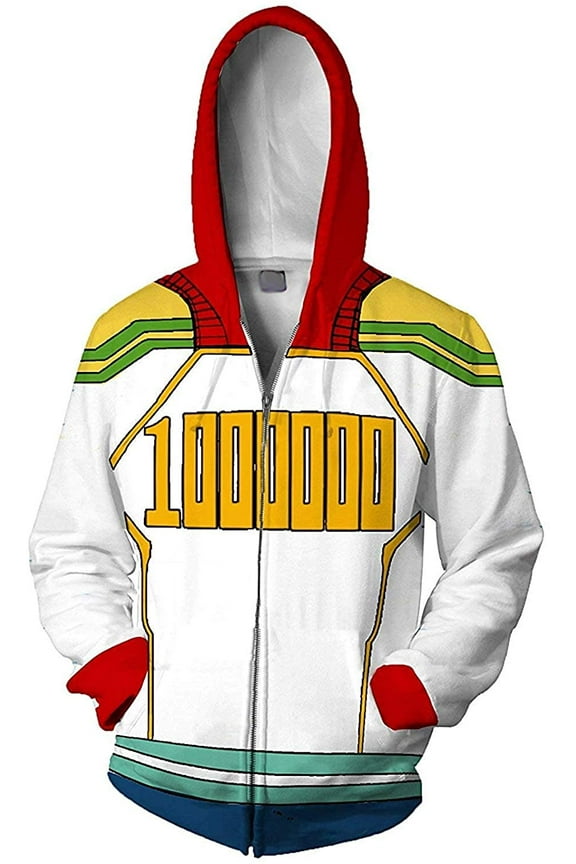 My Hero Academia Cosplay Hoodie Boku No Hero Anime Drawstring Pullover Sweater Kangaroo Pockets For Unisex Adult (WHITE, L)