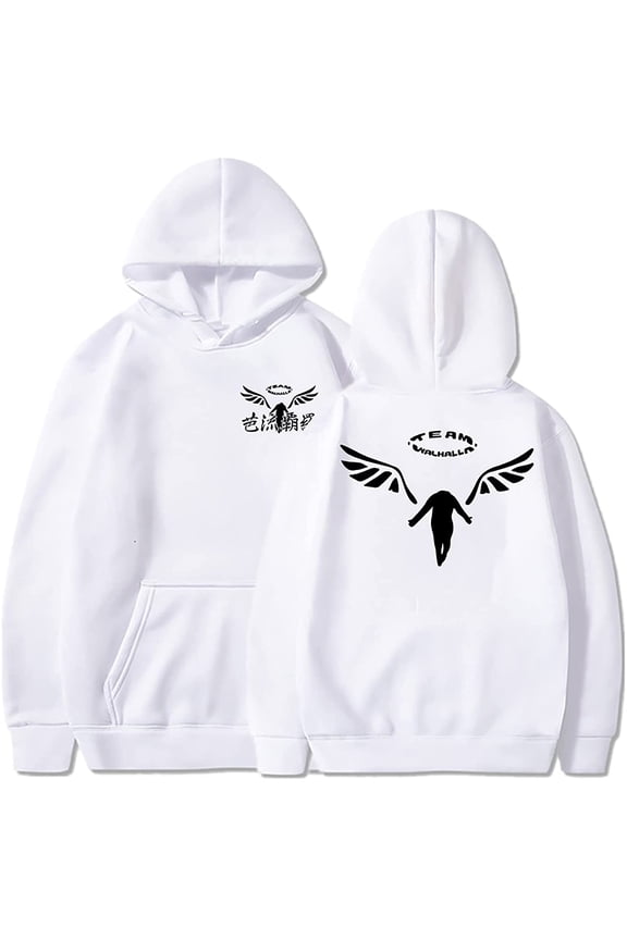 Tokyo Revengers 3D Printed Pullover Hoodie Halloween Character Merch Anime Pullover Sweatshirt For Unisex Adult (White-3, M)