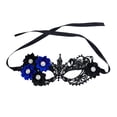 thumbnail image 1 of Cosplay Mask, Lace Masquerade Mask With Side Fabric Flower & Rhinestone Accent, Hollow‑Out Venetian Half‑Eye Costume Mask, Adjustable Strap Mask for Halloween, Mardi Gras Costume Party Supplies, 1 of 5