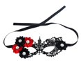 thumbnail image 1 of Cosplay Mask, Lace Masquerade Mask With Side Fabric Flower & Rhinestone Accent, Hollow‑Out Venetian Half‑Eye Costume Mask, Adjustable Strap Mask for Halloween, Mardi Gras Costume Party Supplies, 1 of 4