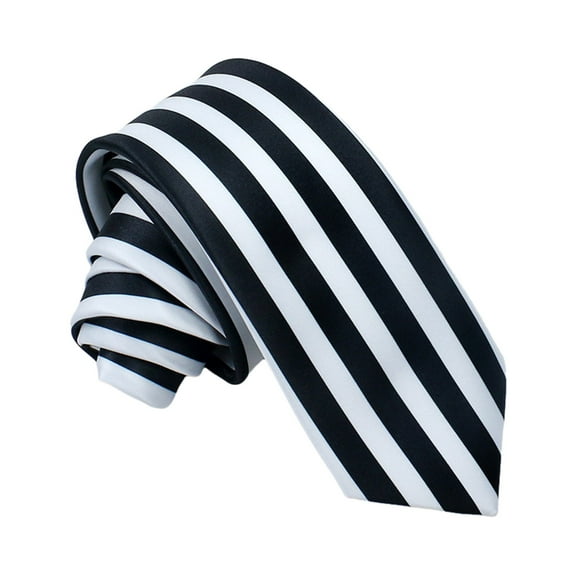 Cosplay Neckties Japanese Costume Accessories Black White Vertical Stripe Printed Neck Tie Props for Men Women