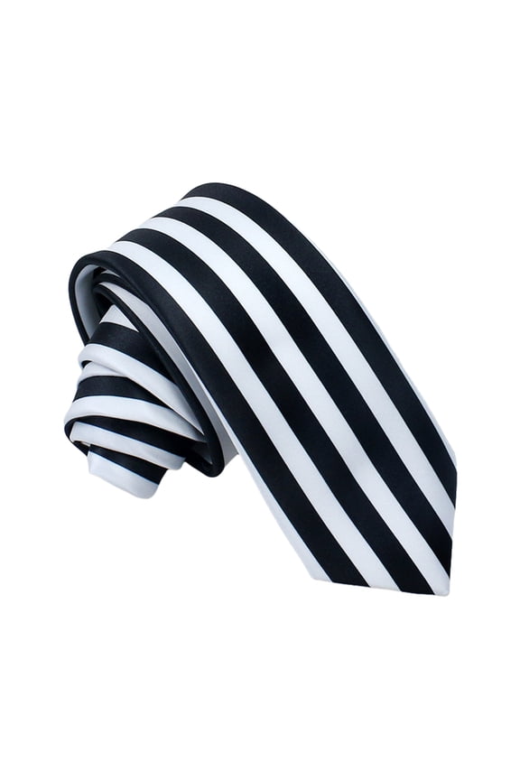 Cosplay Neckties Japanese Costume Accessories Black White Vertical Stripe Printed Neck Tie Props for Men Women