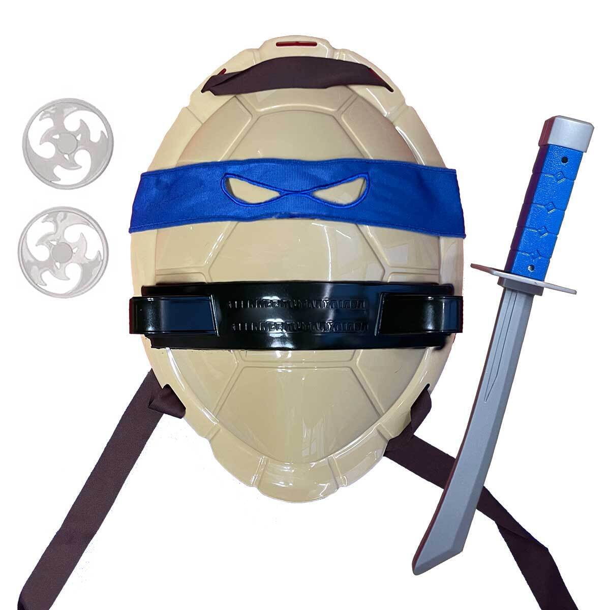 Cosplay Ninja turtle Costume Shell and weapon Superhero for Kids Boys and girls (Blue)