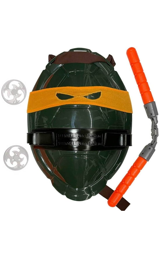 Cosplay Ninja turtle Costume Shell and weapon Superhero for Kids Boys and girls (Orange)