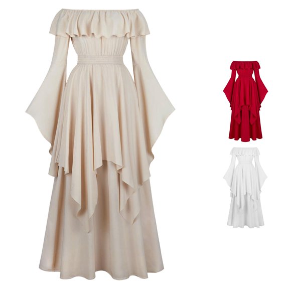 Cosplay Paran - Gown for Women - Long Dress for Role Playing Elegant Solid, Beige, S