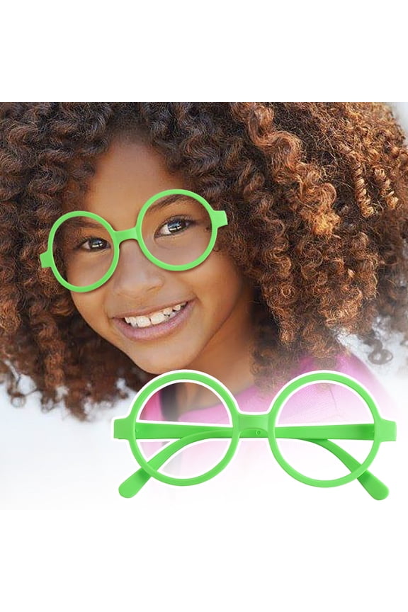 Cosplay Props & Cosplay Eyeglasses for Kids Posing Glasses Frame Party Accessories Round Fancy Props Platform Competitors Title, 4.92x1.65 inch, Green