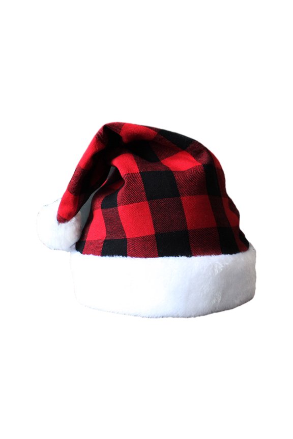 Cosplay Santa Hat with Lattice Pattern Adult Warm Christmas Hat for Women Men Teenagers