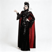 Cosplay.fm Womens Evil Queen Costume Princess Stepmother Outfits for Halloween Black Witch Dress with Cape