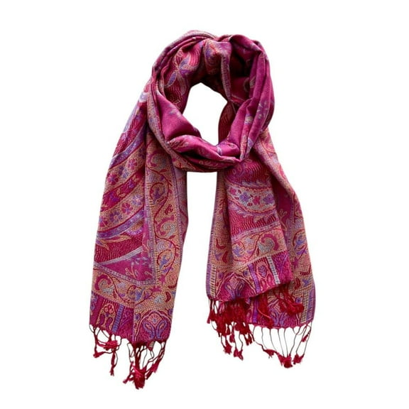 CosplaySpa Luxurious Silk Blend Pashmina Shawl Scarf for Fall Season, Paisley