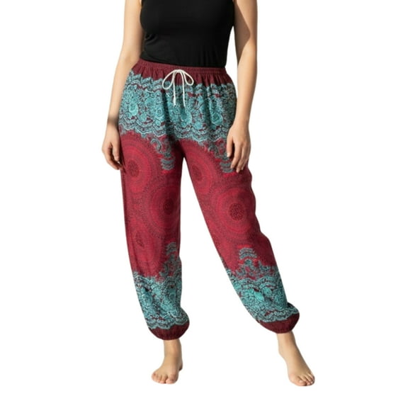 CosplaySpa Women's Harem Boho Palazzo Pants, Elastic, Drawstring, Plus Size