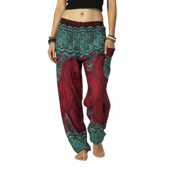 CosplaySpa Women's Smocked Waist Boho Palazzo Harem Pants, Flowy and Soft