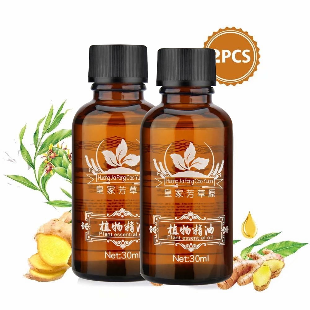 Cosprof 2 Pcs 100% Pure Lymphatic Drainage Ginger Oil for Injury Recovery, Faster Pain Relief, Christmas Valentine's Day Gifts for Woman Man
