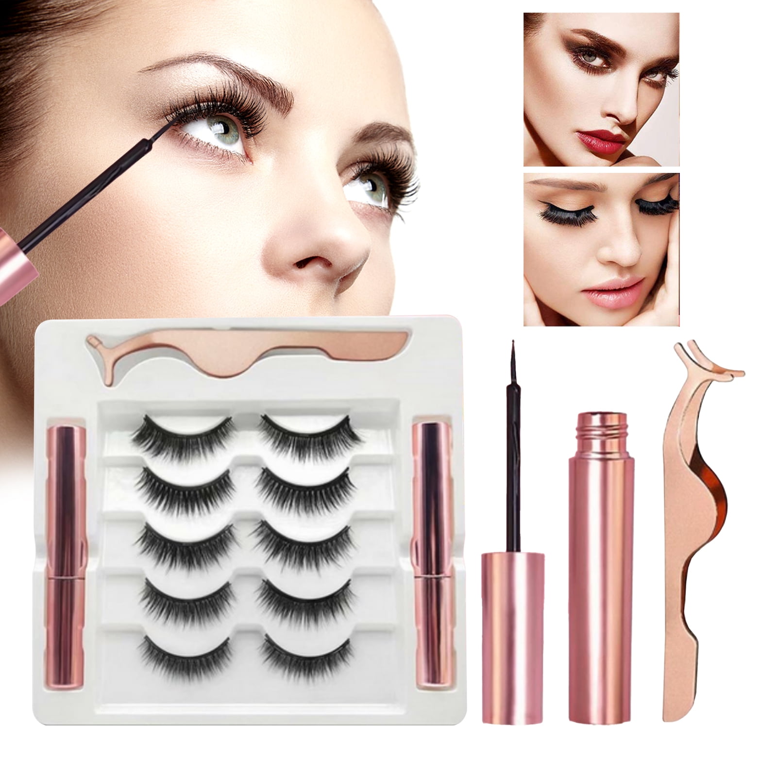 Cosprof Magnetic Eyelashes 5 Pairs Kit With Eyeliner Reusable Magnetic Lashes