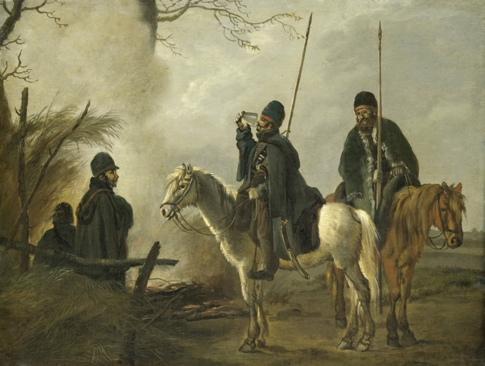 Cossack Outpost In 1813 Canvas Art - (36 x 24)