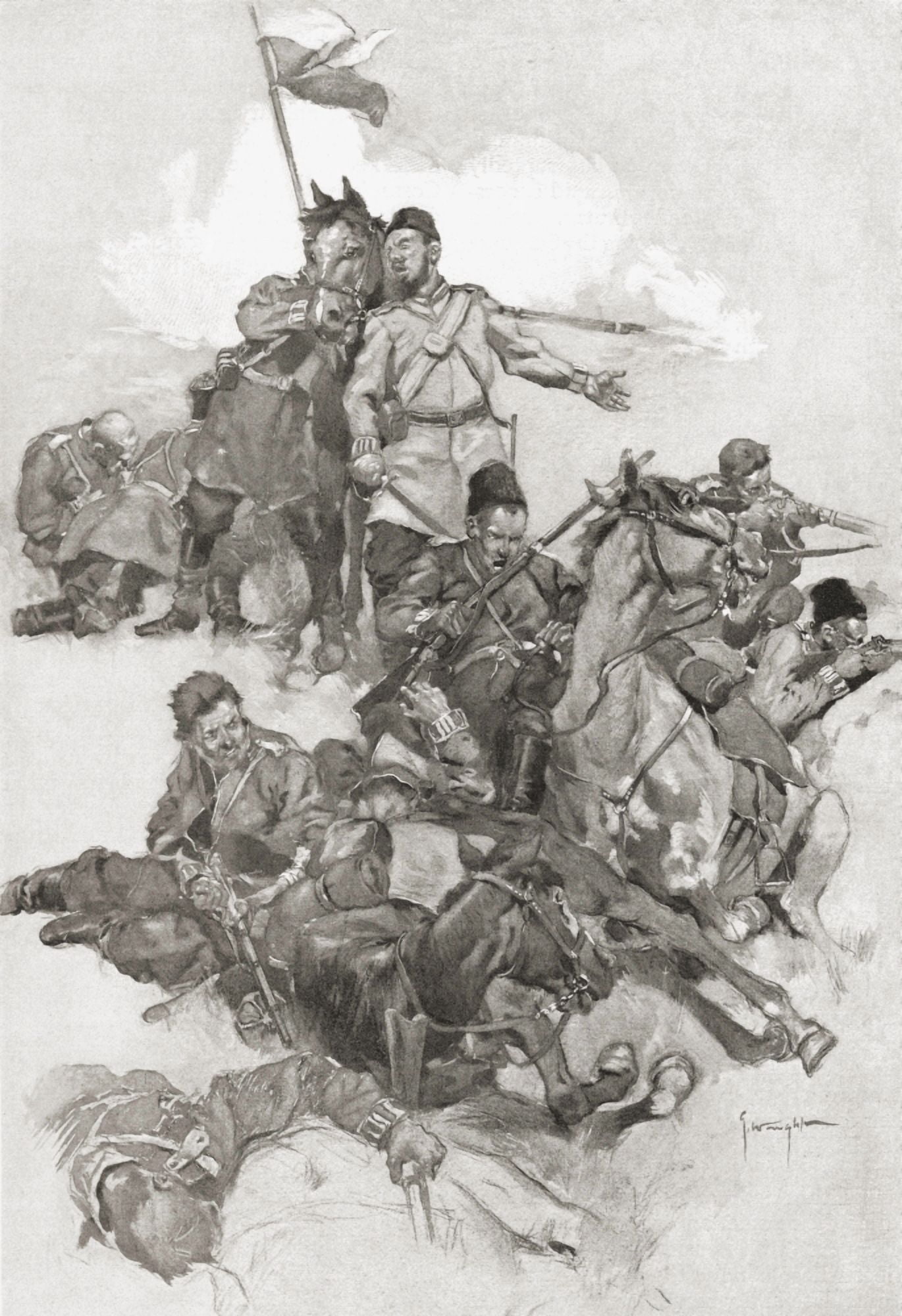 Cossacks Fighting In Hollow Square Formation From The Century Illustrated Monthly Magazine May To October 1904 Canvas Art - Ken Welsh Design Pics (24 x 34)