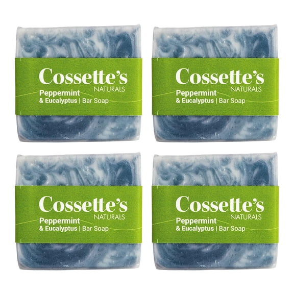 Cossette's Naturals - All Natural Premium Bar Soaps (Peppermint & Eucalyptus, 3.8 oz (4 Pack))
