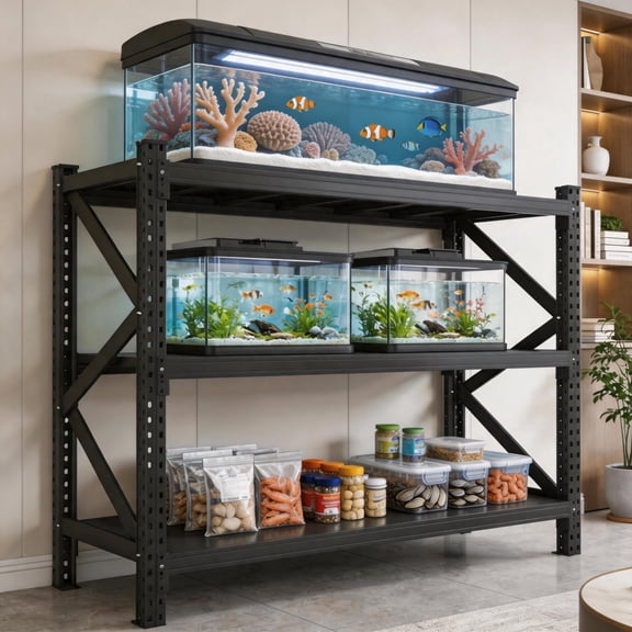 Cost-Effective 3 Tier Garage Shelving, 4500 lbs Sturdy Metal Storage Shelves, Universal Adjustable Rack for Multi-Room Usage, Black, 67"W x 20"D x 63"H