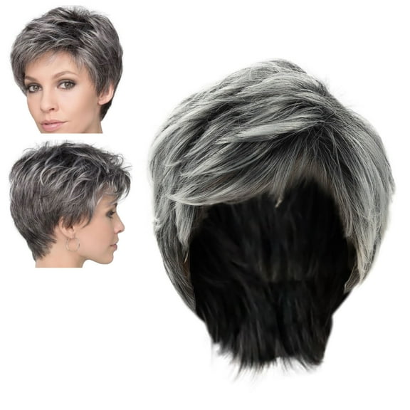 Cost-Saving! WEIWEIGG Short Silver Gray Curly Wig for Middle Aged, Adjustable Cap, Easy Wear, Lightweight, Stylish Layer Wig, Idea for Gifts