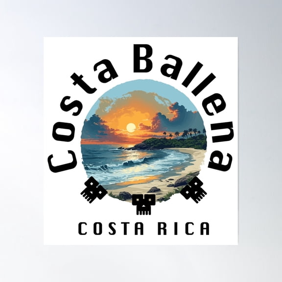 Costa Ballena - Costa Rica (With Black Lettering) Poster Wall Art, Modern Wall Decor, 16x16 UNFRAMED