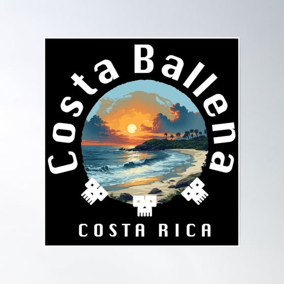 Costa Ballena - Costa Rica (With White Lettering) Poster Wall Art, Modern Wall Decor, 16x16 UNFRAMED