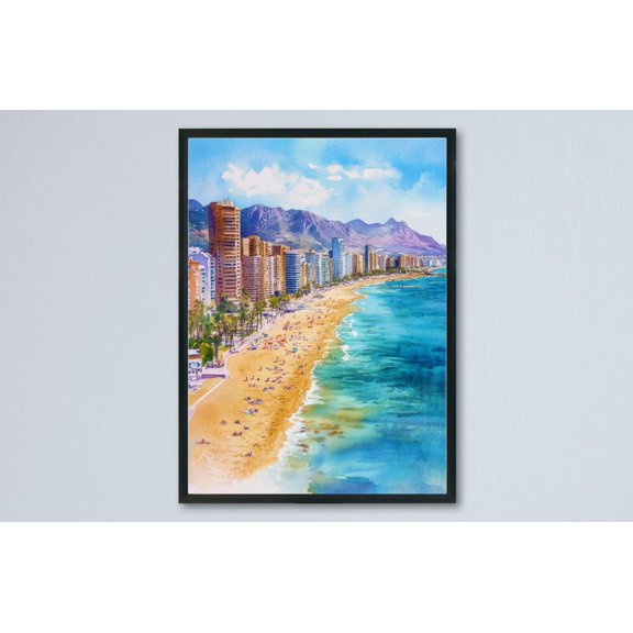 Costa Blanca Painterly Coastal Travel Spain Wall Decor Unframed Paper Print