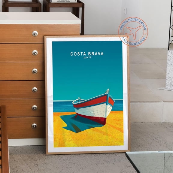Costa Brava Spain Mediterranean Beach Wall Art, Unframed Paper Print Size 8x12